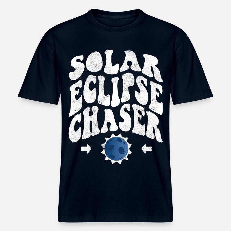 Solar eclipse chaser weiss -  RELAXED FIT Unisex Organic T-Shirt - Navy