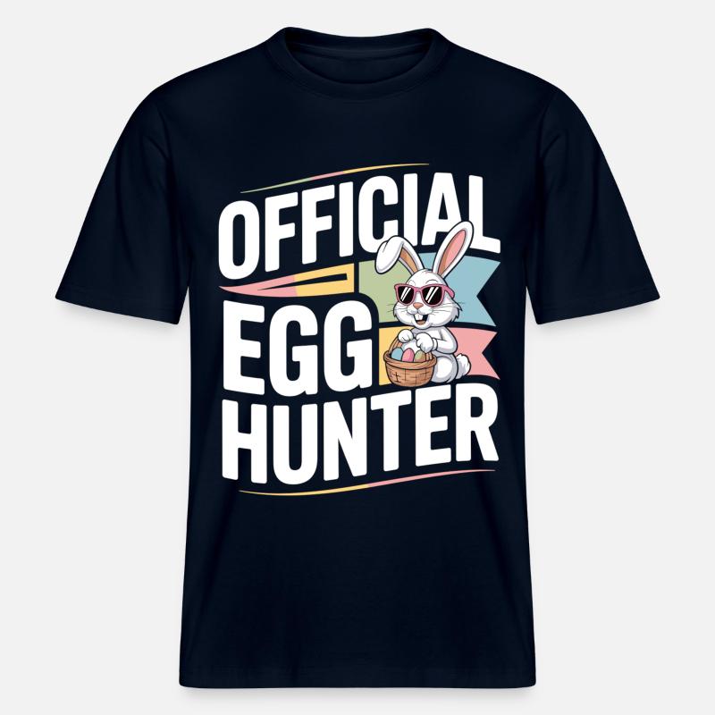 Official Egg Hunter Easter Bunny Easter Humor -  RELAXED FIT Unisex Organic T-Shirt - french navy