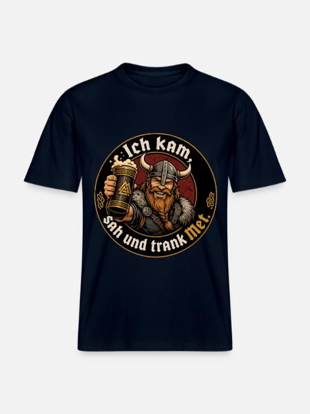 Wikinger Bier Spruch - RELAXED FIT Unisex Organic T-Shirt - Navy