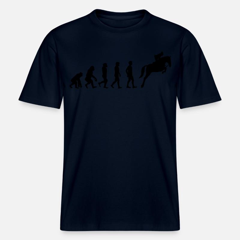 Évolution du cheval -  T-shirt unisexe RELAXED FIT en coton bio - marine