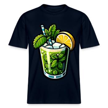 Mojito Cocktail Rum Limette Minze -  RELAXED FIT Unisex Organic T-Shirt - Navy - Vorne - Alina (178cm) & Michal (187cm)