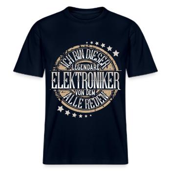 Elektroniker -  RELAXED FIT Unisex Organic T-Shirt - Navy - Vorne - Alina (178cm) & Michal (187cm)