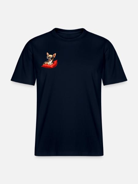 Chihuahua Wearing Sunglasses -  RELAXED FIT Unisex Organic T-Shirt - french navy
