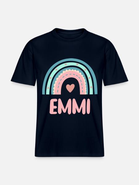 Emmi Namn Rainbow Baby -  Unisex ekologisk T-shirt med avslappnad passform - marinblå