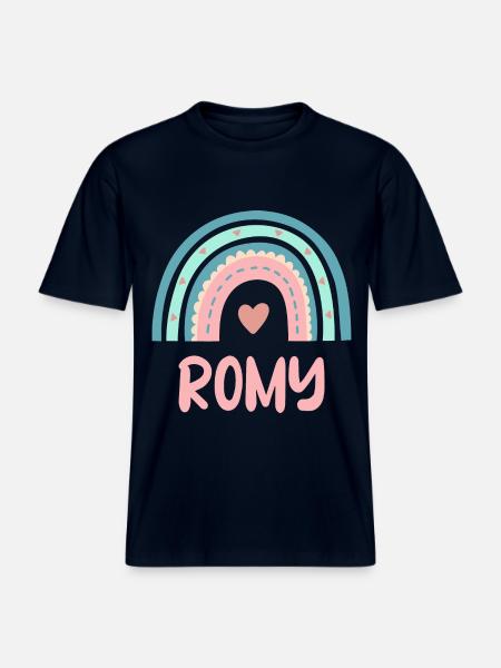Romy Name Rainbow Baby -  RELAXED FIT Unisex Organic T-Shirt - french navy