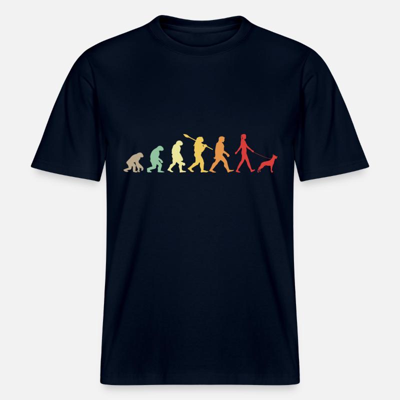 Evolution Lustiger Belgischer Schäferhund Malinois -  RELAXED FIT Unisex Organic T-Shirt - Navy