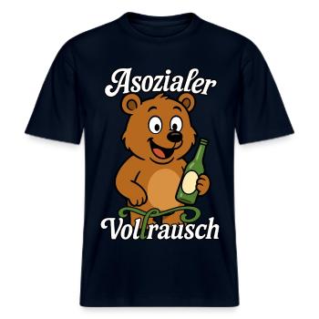 ASOZIALER VOLLRAUSCH -  RELAXED FIT Unisex Organic T-Shirt - Navy - Vorne - Alina (178cm) & Michal (187cm)