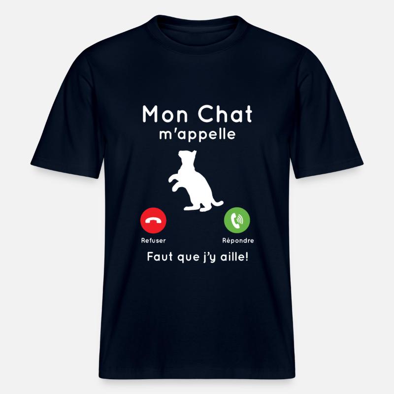 Mon chat m'appelle -  T-shirt unisexe RELAXED FIT en coton bio - marine