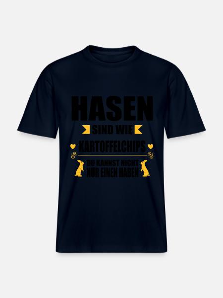 Hasen sind wie Chips - RELAXED FIT Unisex Organic T-Shirt - Navy