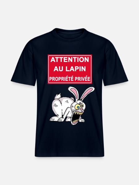 Attention au lapin blanc -  T-shirt unisexe RELAXED FIT en coton bio - marine