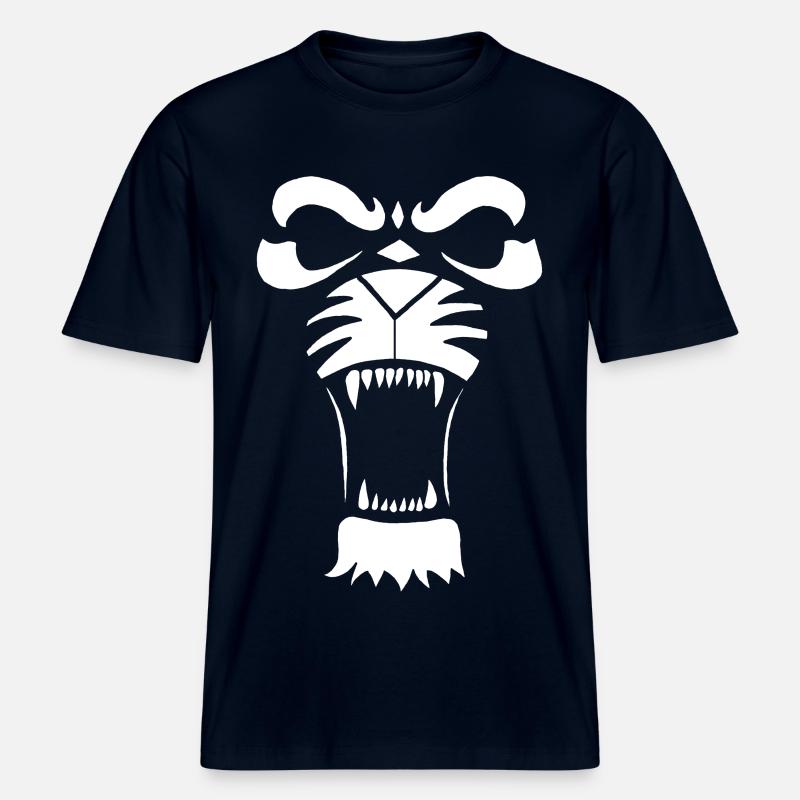 Raublöwe oder Tiger (Weiß) - RELAXED FIT Unisex Organic T-Shirt - Navy