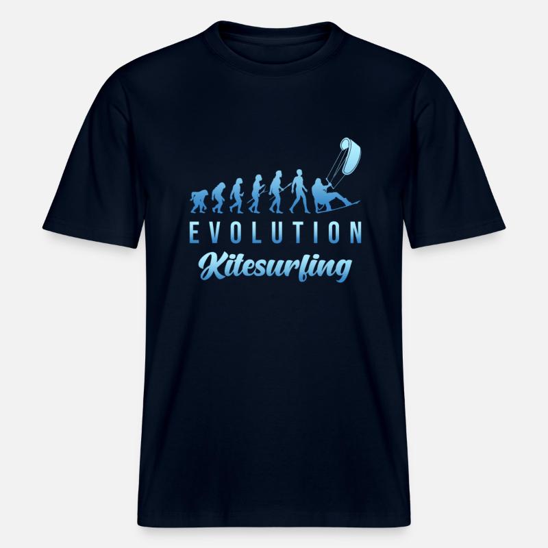 Kitesurfen Evolution -  RELAXED FIT Unisex Organic T-Shirt - Navy