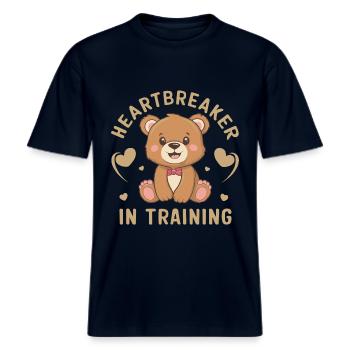 Heartbreaker in training -  RELAXED FIT Unisex Organic T-Shirt - french navy - Front - Alina (178cm) & Michal (187cm)