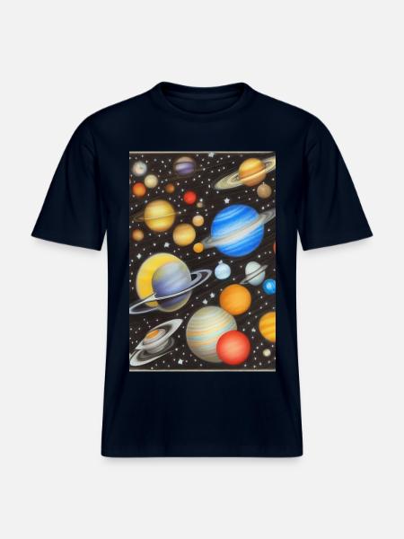 Espace et planètes -  T-shirt unisexe RELAXED FIT en coton bio - marine
