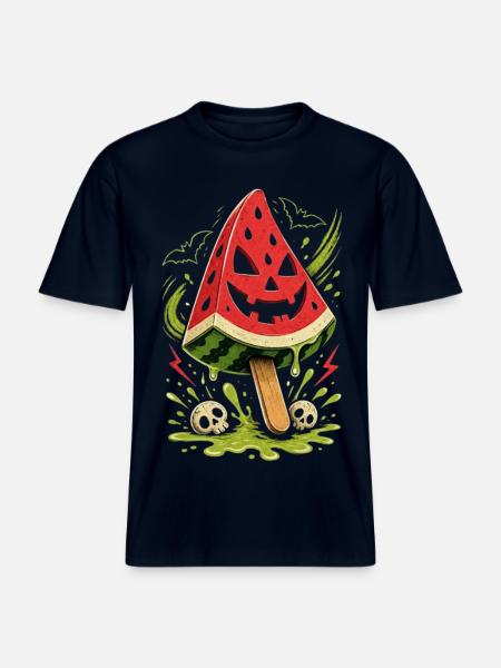 Halloween Summer Melon - RELAXED FIT Unisex Organic T-Shirt - french navy