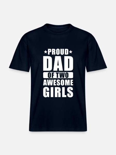 Proud dad two daughters - RELAXED FIT Unisex Organic T-Shirt - french navy