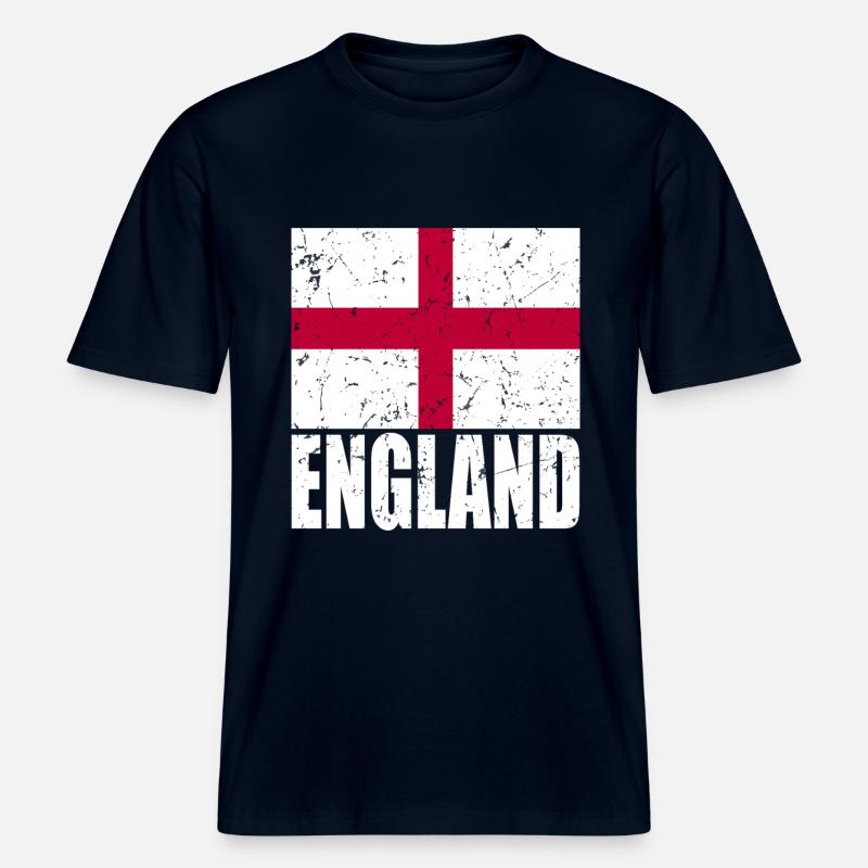 Drapeau de l’Angleterre -  T-shirt unisexe RELAXED FIT en coton bio - marine