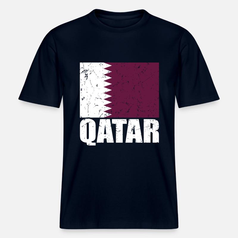 Drapeau du Qatar -  T-shirt unisexe RELAXED FIT en coton bio - marine