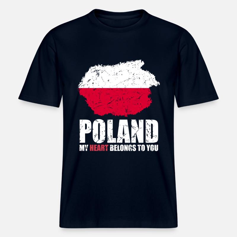 Drapeau de la Pologne -  T-shirt unisexe RELAXED FIT en coton bio - marine