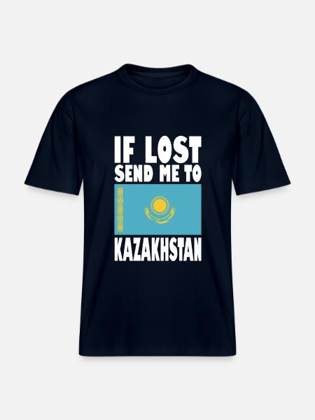 Kazakhstan Flag Saying - RELAXED FIT Unisex Organic T-Shirt - french navy