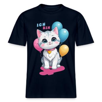 I am four years old ! -  RELAXED FIT Unisex Organic T-Shirt - french navy - Front - Alina (178cm) & Michal (187cm)