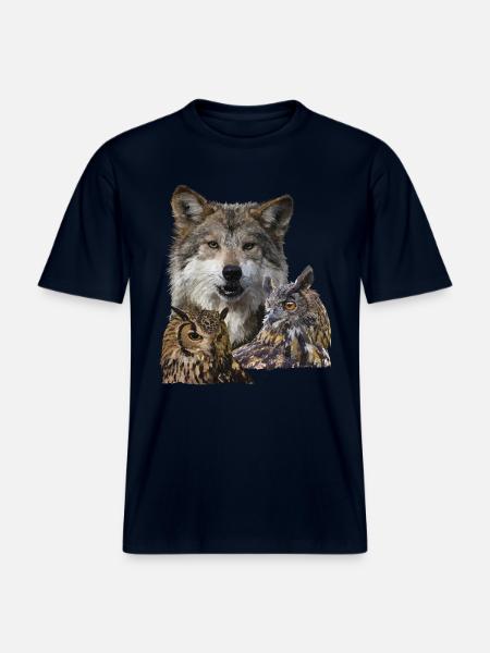 Wolf and Owls - RELAXED FIT Unisex Organic T-Shirt - french navy