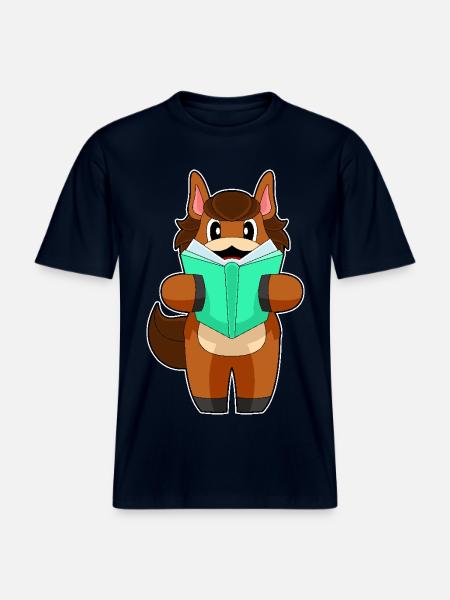 Pferd Buch -  RELAXED FIT Unisex Organic T-Shirt - Navy
