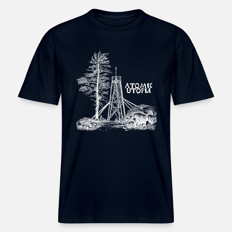 Atomic Utopia - Survey Tower - RELAXED FIT Unisex Organic T-Shirt - french navy