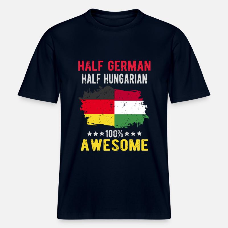 Halb Deutsch Halb Ungar -  RELAXED FIT Unisex Organic T-Shirt - Navy