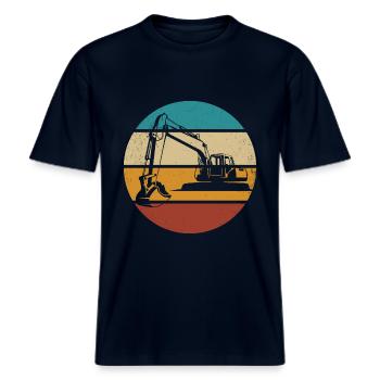 Bagger -  RELAXED FIT Unisex Organic T-Shirt - Navy - Vorne - Alina (178cm) & Michal (187cm)