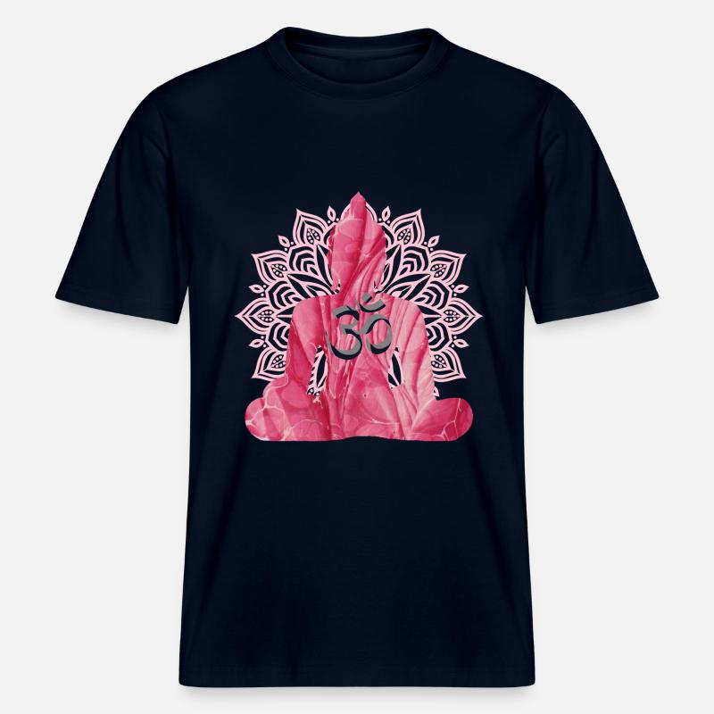 OM with Buddha E 229 - RELAXED FIT Unisex Organic T-Shirt - french navy