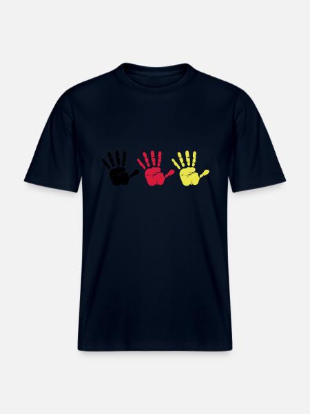 Handprint Trio -  RELAXED FIT Unisex Organic T-Shirt - french navy
