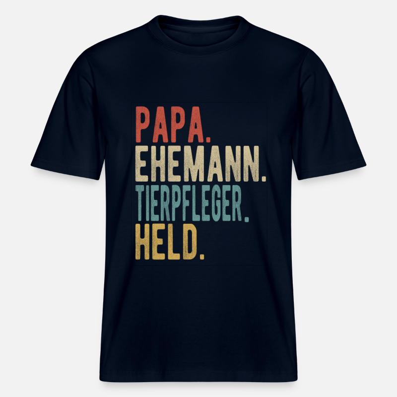 Tierpfleger Papa Ehemann Held -  RELAXED FIT Unisex Organic T-Shirt - Navy