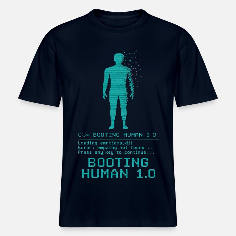 Booting Human 1.0 Empathy Error -  RELAXED FIT Unisex Organic T-Shirt - french navy