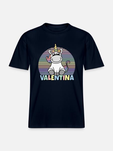 Valentina Unicorno Nome -  Maglietta ecologica Unisex RELAXED FIT - blu navy