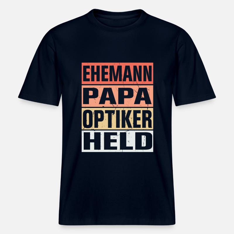 Optiker Vater Ehemann Held -  RELAXED FIT Unisex Organic T-Shirt - Navy
