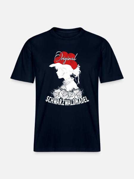 Original Schwarzwaldmädel Bollenhut Tracht Rosen - RELAXED FIT Unisex Organic T-Shirt - Navy
