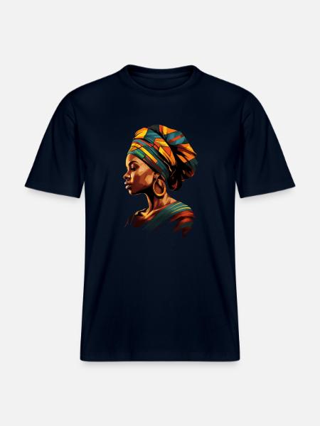Afrikanische Frau Kente Kopftuch Afrika Headwrap - RELAXED FIT Unisex Organic T-Shirt - Navy