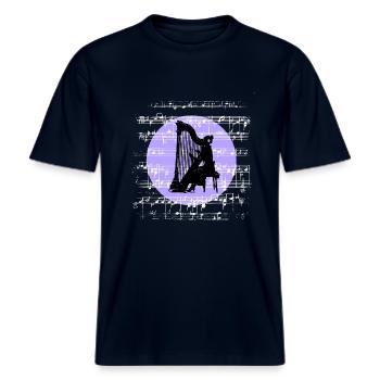 Melodien der Harfe -  RELAXED FIT Unisex Organic T-Shirt - Navy - Vorne - Alina (178cm) & Michal (187cm)