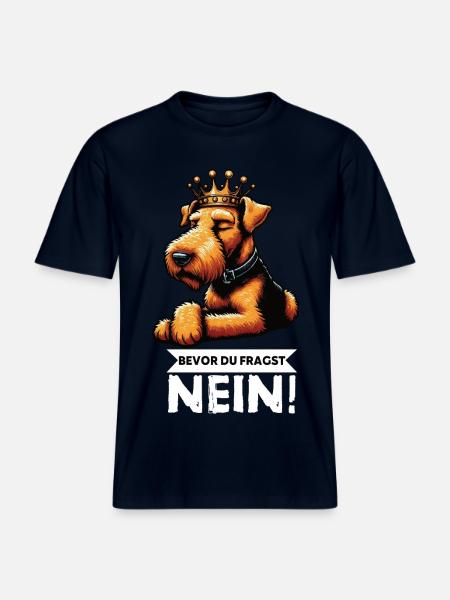 Før du spørger: Airedale Terrier Airedales -  Økologisk unisex T-shirt RELAXED FIT - navy