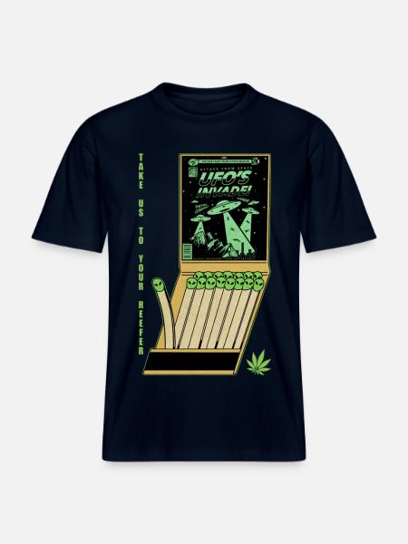 UFO Invasion Vintage Poster Design -  RELAXED FIT Unisex Organic T-Shirt - french navy