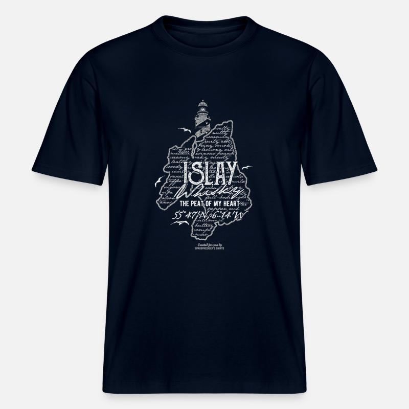 Islay Whisky Tasting Notes - RELAXED FIT Unisex Organic T-Shirt - Navy