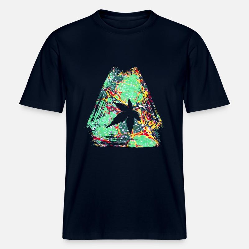 herbst blatt e 240 -  RELAXED FIT Unisex Organic T-Shirt - Navy
