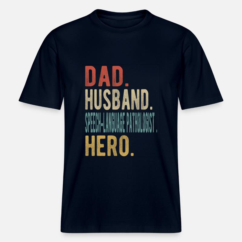 Sprachenpathologe Papa Ehemann Held -  RELAXED FIT Unisex Organic T-Shirt - Navy