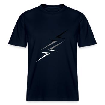 coups de choc électrique danger signe symbole de foudre kab -  T-shirt unisexe RELAXED FIT en coton bio - marine - Devant - Alina (178cm) & Michal (187cm)