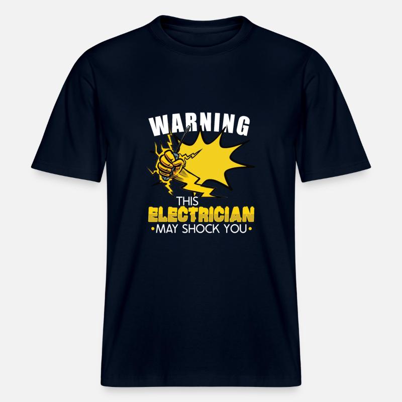 Electrician Electrical Engineer Lineman Electrical - RELAXED FIT Unisex Organic T-Shirt - Navy