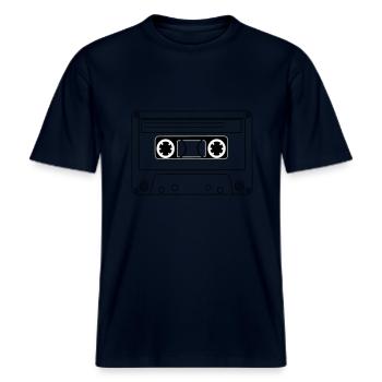 Tape -  RELAXED FIT Unisex Organic T-Shirt - Navy - Vorne - Alina (178cm) & Michal (187cm)