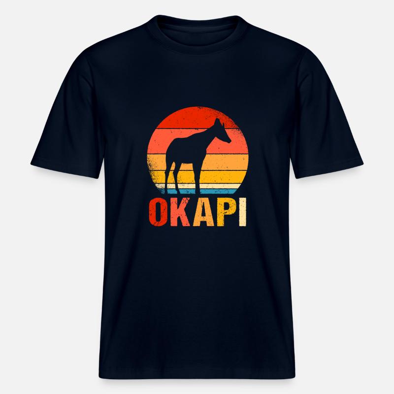 Okapi Retro Geschenk -  RELAXED FIT Unisex Organic T-Shirt - Navy