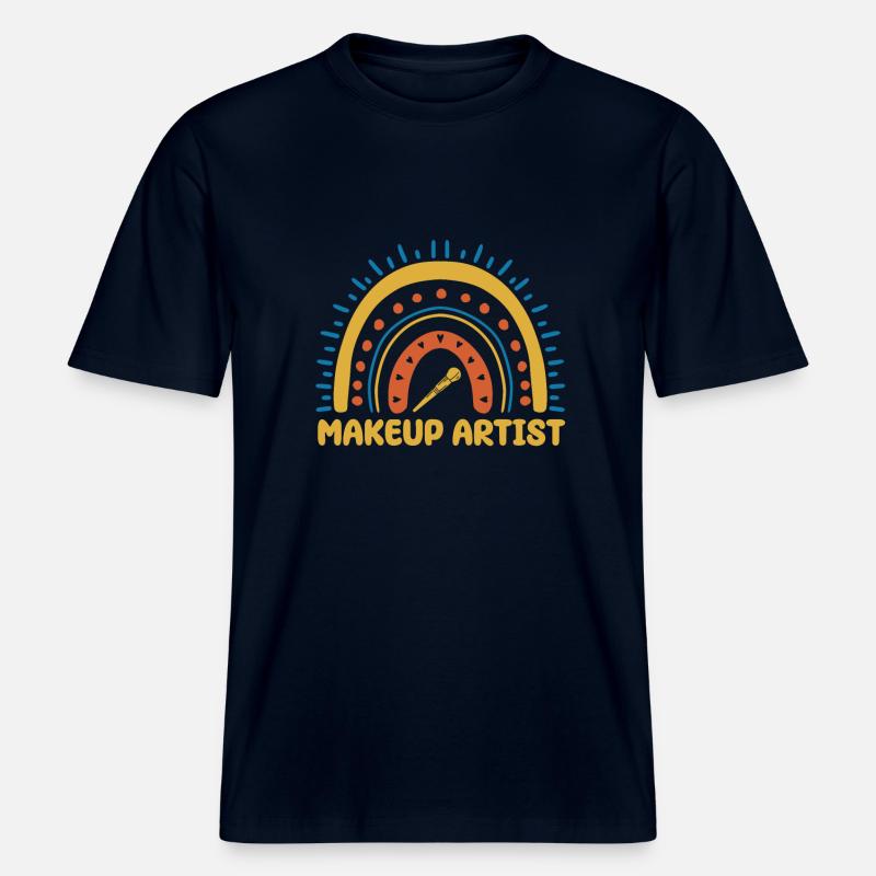 Maskenbildner Boho Regenbogen Make Up -  RELAXED FIT Unisex Organic T-Shirt - Navy