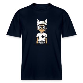 Nerd japonais et fantôme otaku -  T-shirt unisexe RELAXED FIT en coton bio - marine - Devant - Alina (178cm) & Michal (187cm)